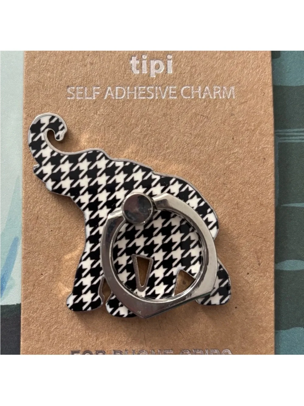 Houndstooth Elephant Phone Ring Grip Stand